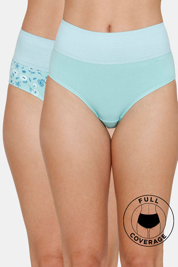 Zivame High Rise Full Coverage Tummy Tucker Hipster Panty (Pack of 2) -  Assorted