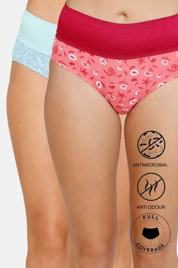 Buy Zivame Anti-Microbial High Rise Full Coverage Tummy Tucker Hipster Panty  (Pack of 2) - Assorted at Rs.479 online