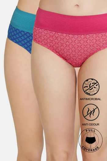 Buy Zivame Anti-Microbial High Rise Full Coverage Tummy Tucker Hipster Panty  (Pack of 2) - Assorted at Rs.419 online