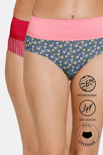 Buy Zivame Anti-Microbial High Rise Full Coverage Tummy Tucker Hipster Panty  (Pack of 2) - Assorted at Rs.489 online