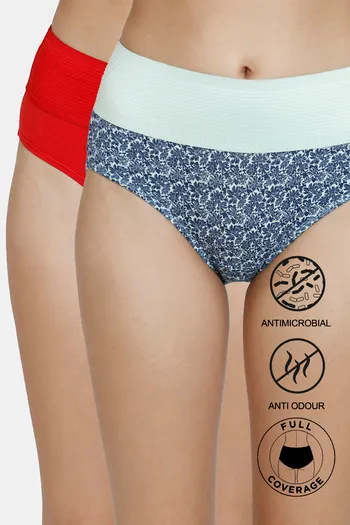 Buy Zivame Anti-Microbial High Rise Full Coverage Tummy Tucker Hipster Panty  (Pack of 2) - Assorted at Rs.400 online