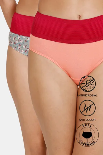 Buy Zivame Anti-Microbial Low Rise Full Coverage Hipster Panty (Pack of 3)  - Assorted at Rs.384 online