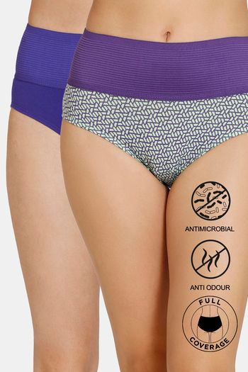 Buy Zivame Anti-Microbial High Rise Full Coverage Tummy Tucker Hipster  Panty (Pack of 2) - Assorted at Rs.419 online