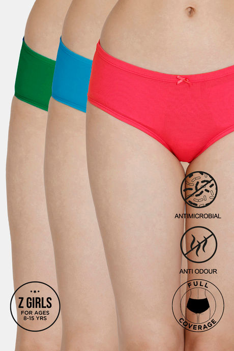 Buy Zivame Girls Anti-Microbial Low Rise Full Coverage Hipster Panty (Pack  of 3) - Assorted at Rs.329 online