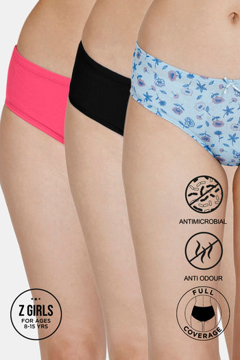 Buy Zivame Girls Anti-Microbial Low Rise Full Coverage Hipster Panty (Pack  of 3) - Assorted at Rs.302 online