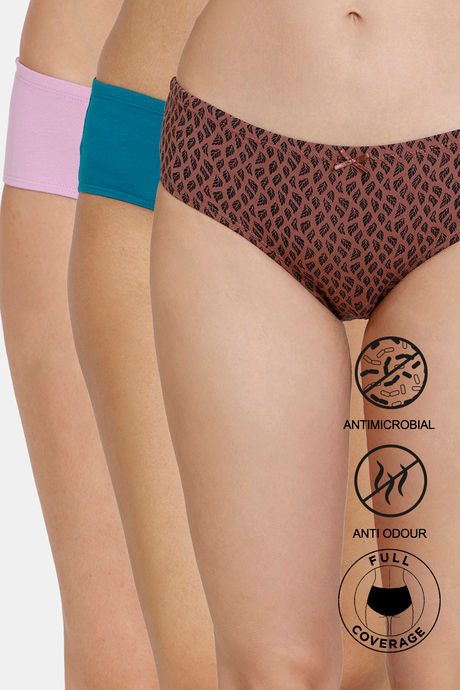 Buy Zivame Anti-Microbial Medium Rise Full Coverage Hipster Panty (Pack of  3) - Assorted at Rs.539 online