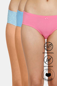 Buy Zivame Medium Rise Full Coverage Hipster Panty (Pack of 3) - Hb Blupt Lb Blu Pink Cos