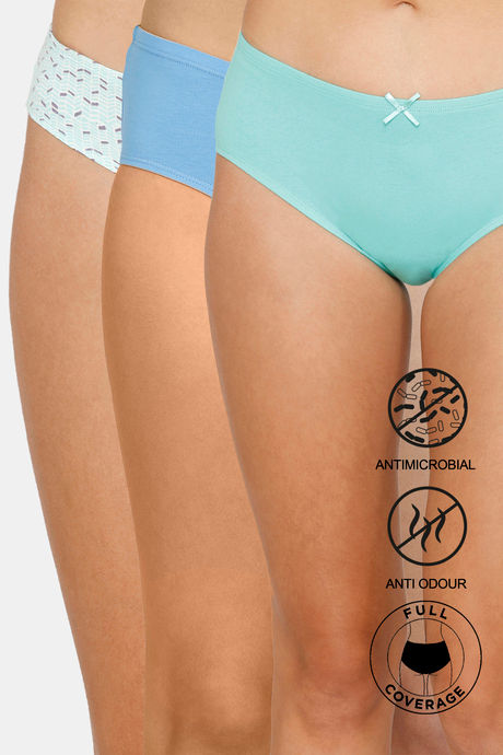 Buy Zivame Anti-Microbial Low Rise Full Coverage Hipster Panty (Pack of 3)  - Assorted at Rs.245 online