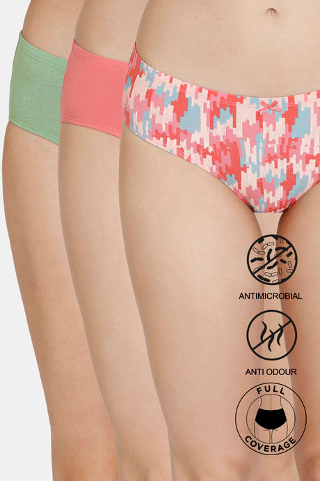 Buy Zivame Girls Anti-Microbial Medium Rise Full Coverage Hipster Panty  (Pack of 3) - Assorted at Rs.302 online