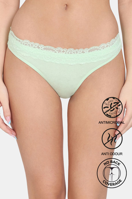 Buy Zivame Anti-Microbial Low Rise Zero Coverage Thong - Pastel Green Online