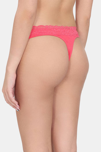Buy Zivame Anti-Microbial Low Rise Zero Coverage Thong - Rouge Red Online
