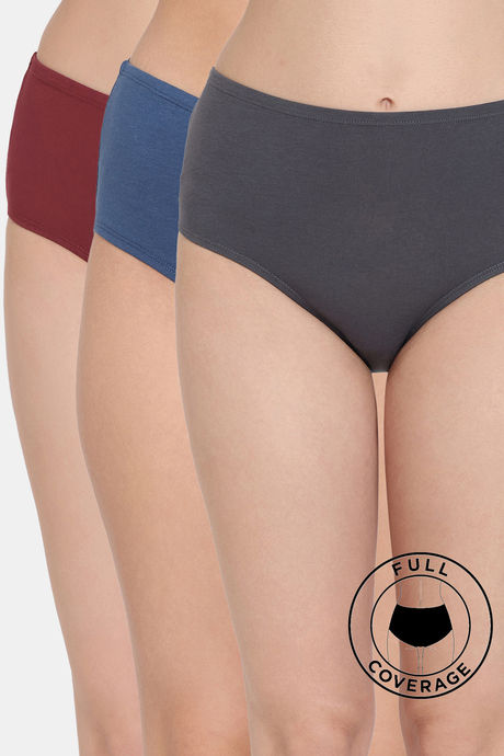 Buy Zivame Anti-Microbial Medium Rise Full Coverage Hipster Panty (Pack of  3) - Assorted at Rs.539 online