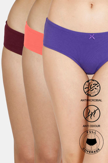 Buy Zivame Anti Microbial Low Rise Full Coverage Hipster Panty (Pack Of 3) - Assorted