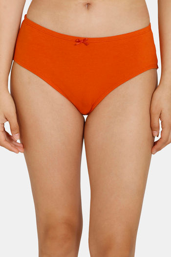 Plain Knoppers Women Hipster Cotton Orange Panty 3XL Size at Rs