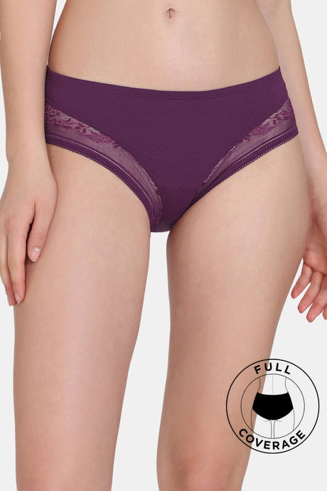 Zivame Primrose Low Rise Full Coverage Hipster Panty - Dark Purple