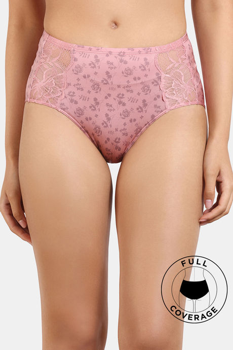 Zivame Rose Blush Vows Medium Rise Full Coverage Hipster Panty - Rose Tan