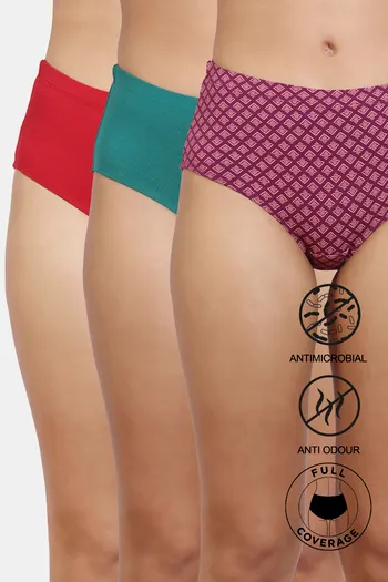 Buy Zivame Anti-Microbial Medium Rise Full Coverage Hipster Panty (Pack of  3) - Assorted at Rs.539 online