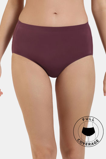 Buy Zivame Medium Rise Full Coverage No Visible Panty Line Hipster - Burgundy