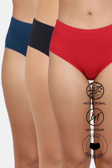 Buy Zivame Anti-Microbial Medium Rise Full Coverage Hipster Panty (Pack of  3) - Assorted at Rs.799 online