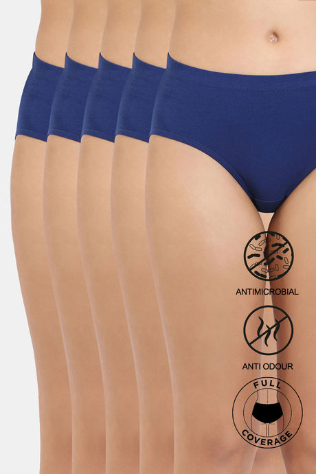 Zivame Anti-Microbial Medium Rise Full Coverage Hipster Panty (Pack of 5) - Multicolor