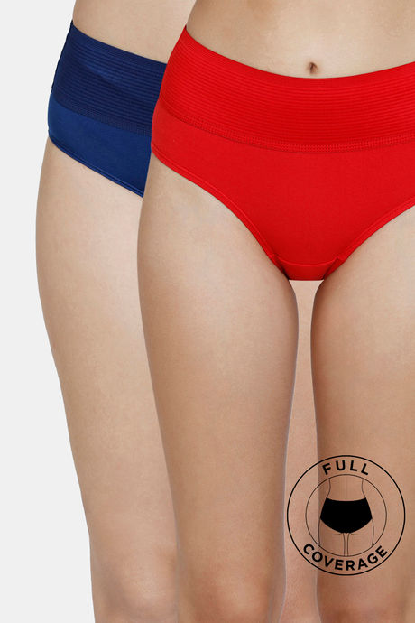 Zivame High Rise Full Coverage Tummy Tucker Hipster Panty (Pack of 2) - Multicolor