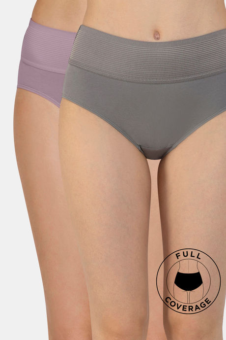 Zivame High Rise Full Coverage Tummy Tucker Hipster Panty (Pack of 2) - Multicolor