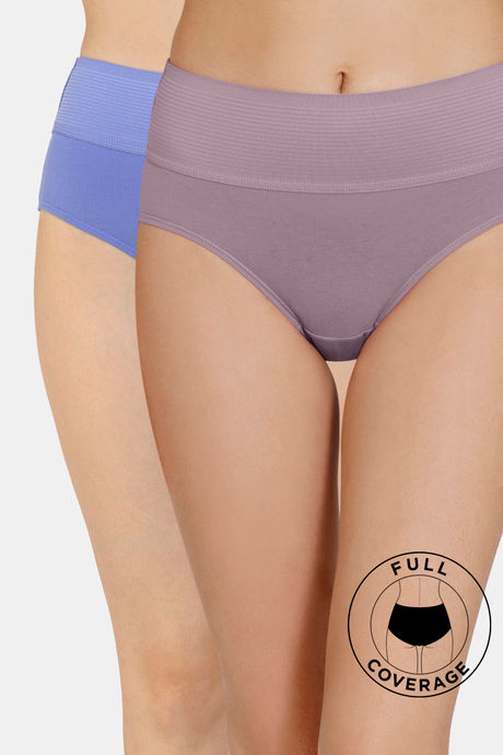 Zivame High Rise Full Coverage Tummy Tucker Hipster Panty (Pack of 2) - Multicolor