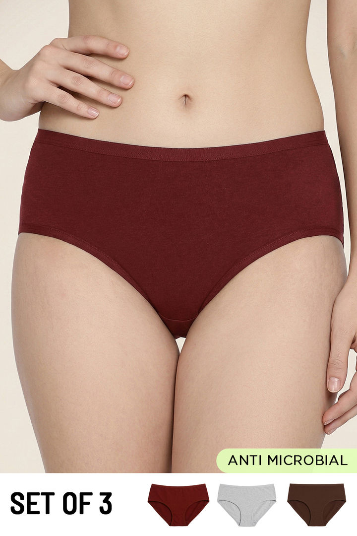 Zivame Low Rise Full Coverage Hipster Panty (Pack of 3) - Multicolor