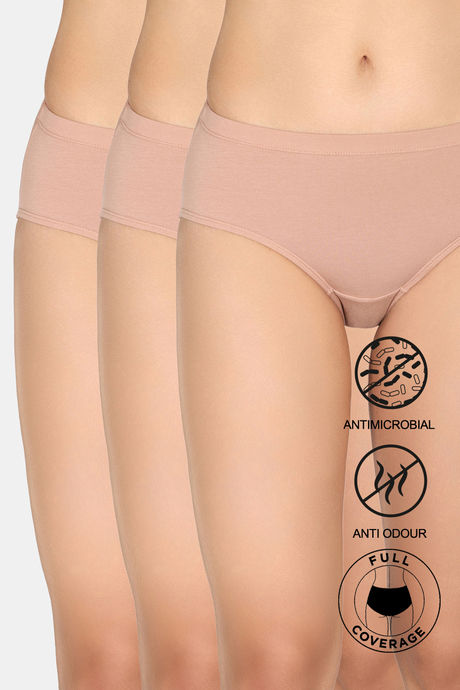 Zivame Full Coverage Medium Rise Hipster Panty (Pack of 3) - Roebuck
