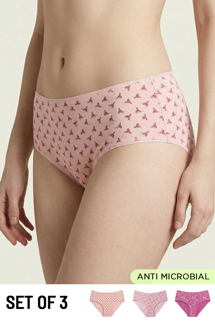 Zivame Low Rise Full Coverage Hipster Panty (Pack of 3) - Multicolor