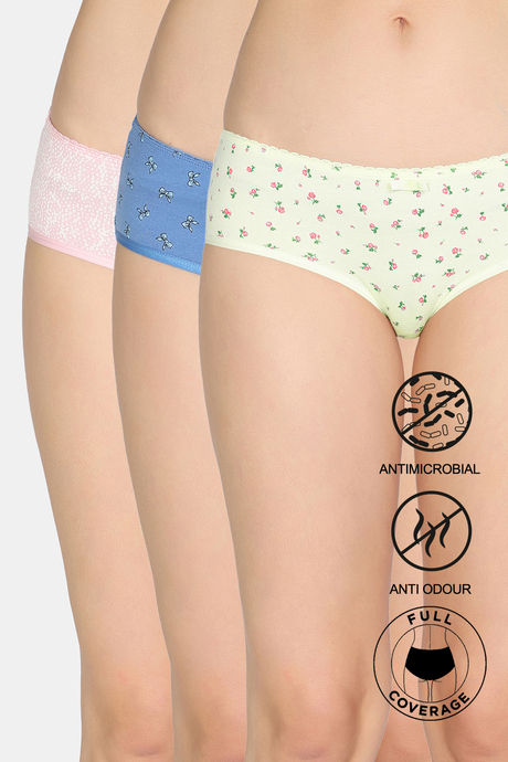 Zivame Low Rise Full Coverage Hipster Panty (Pack of 3) - Multicolor