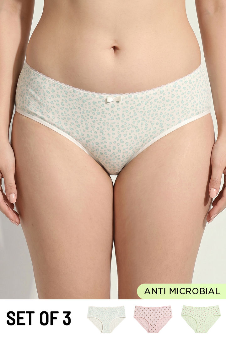 Zivame Low Rise Full Coverage Hipster Panty (Pack of 3) - Multicolor