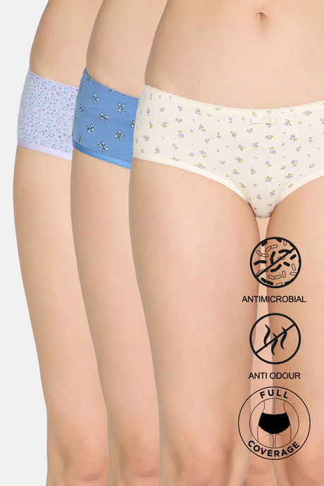Zivame Low Rise Full Coverage Hipster Panty (Pack of 3) - Multicolor