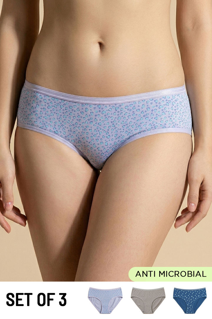 Zivame Low Rise Full Coverage Hipster Panty (Pack of 3) - Multicolor