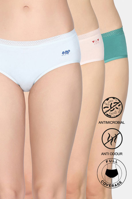 Zivame Low Rise Full Coverage Hipster Panty (Pack of 3) - Multicolor