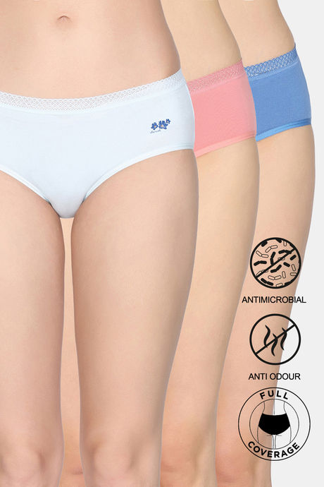 Zivame Low Rise Full Coverage Hipster Panty (Pack of 3) - Multicolor