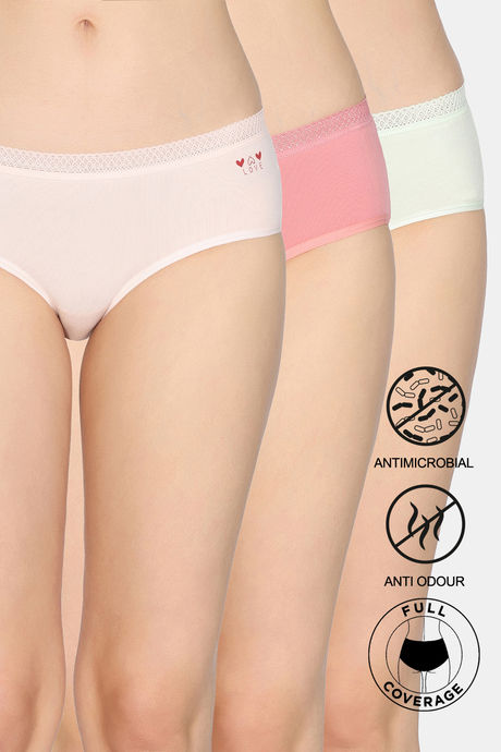 Zivame Low Rise Full Coverage Hipster Panty (Pack of 3) - Multicolor