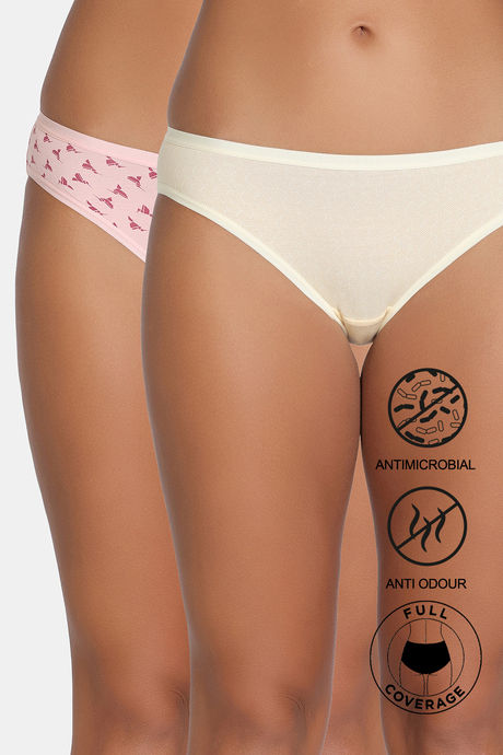 Zivame Low Rise Full Coverage Bikini Panty (Pack of 2) - Multicolor