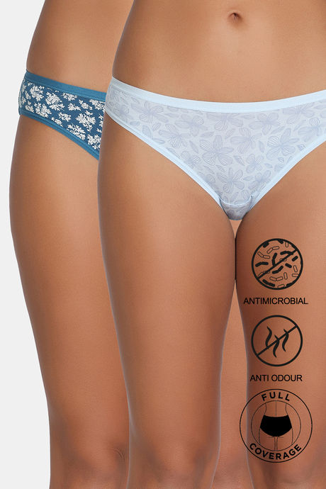 Zivame Low Rise Full Coverage Bikini Panty (Pack of 2) - Multicolor