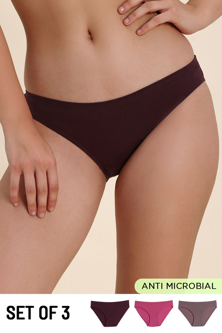 Zivame Low Rise Full Coverage Bikini Panty (Pack of 3) - Multicolor