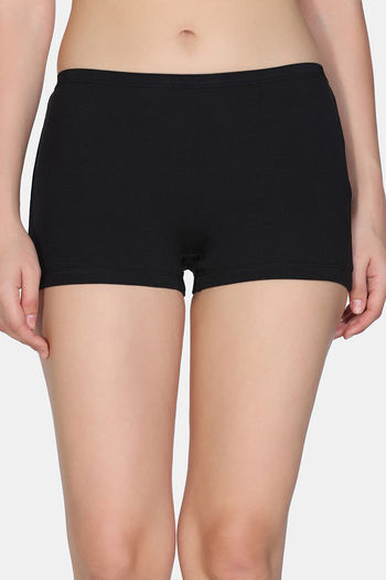 Buy Zivame Medium Rise Full Coverage Boyshorts (Pack of 2) Black
