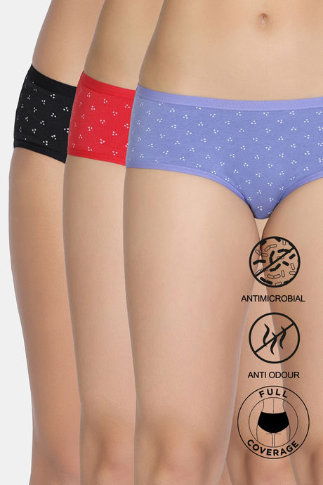 Zivame Low Rise Full Coverage Hipster Panty (Pack of 3) - Multicolor