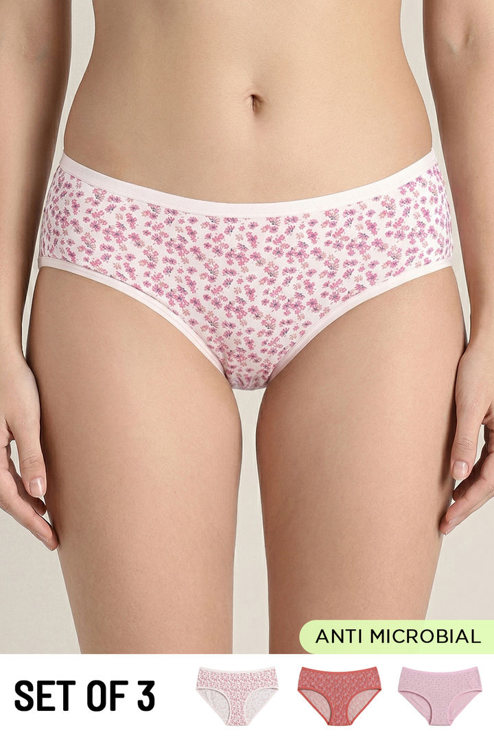 Zivame Low Rise Full Coverage Hipster Panty (Pack of 3) - Multicolor