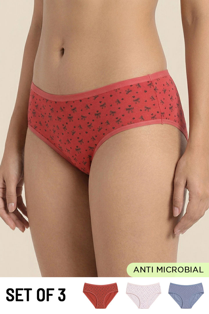 Zivame Low Rise Full Coverage Hipster Panty (Pack of 3) - Multicolor