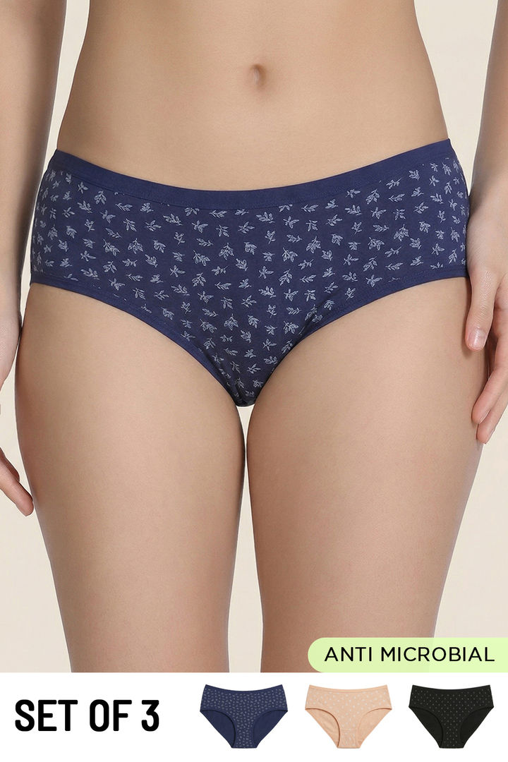 Zivame Low Rise Full Coverage Hipster Panty (Pack of 3) - Multicolor