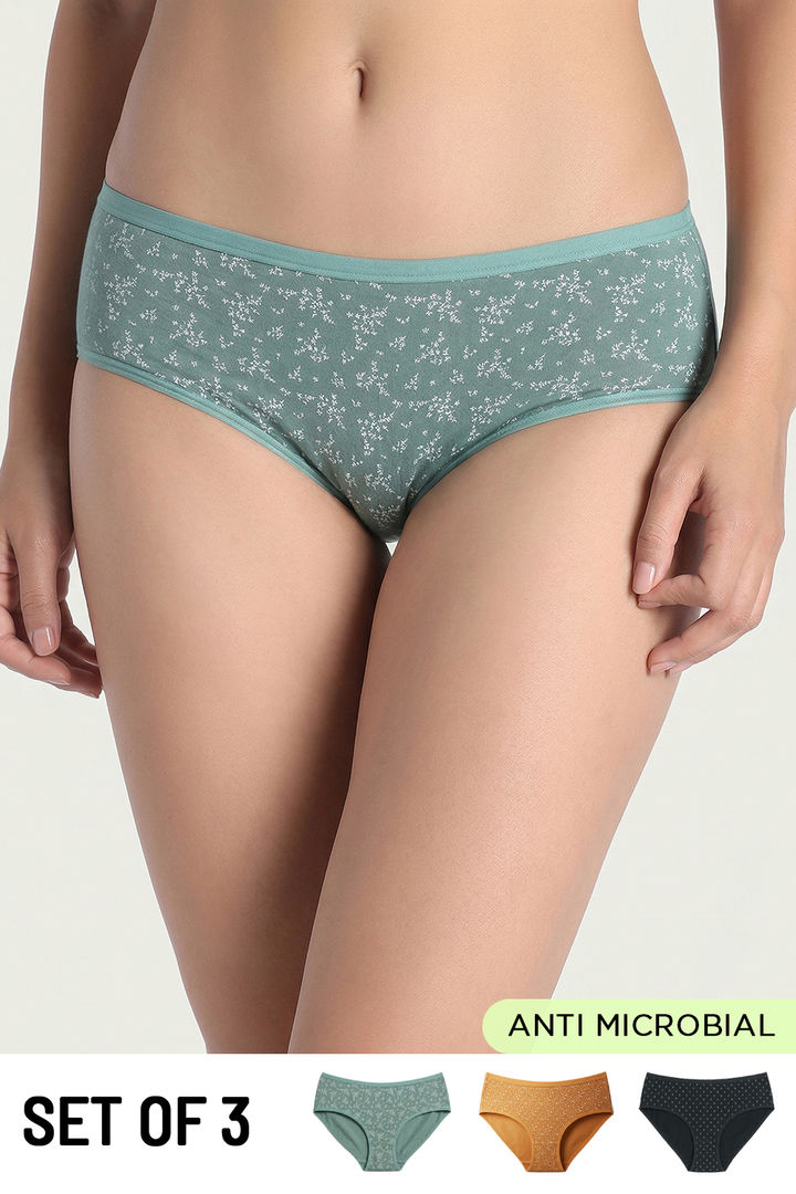 Zivame Low Rise Full Coverage Hipster Panty (Pack of 3) - Multicolor
