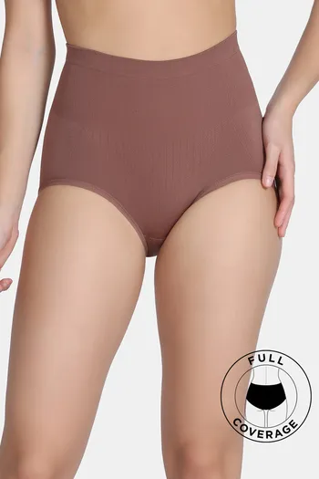 Buy Zivame High Rise Full Coverage Tummy Tucker Hipster Panty - Nutmeg