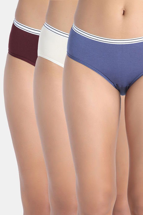 Zivame Low Rise Full Coverage Hipster Panty (Pack of 3) - Multicolor