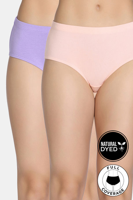 Zivame Naturally Dyed Full Coverage Hipster Panty (Pack of 2) - Multicolor