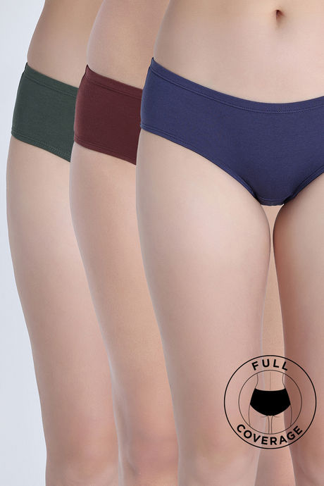 Zivame Regular Rise Full Coverage Hipster Panty (Pack of 3) - Multicolor